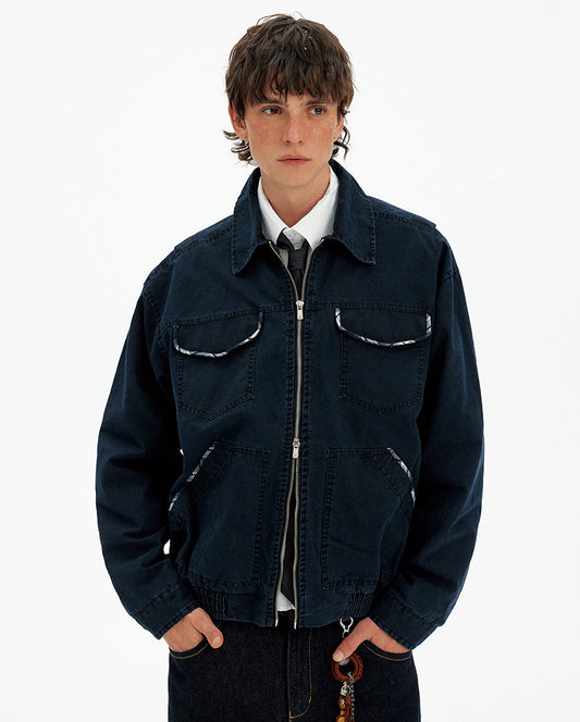 Multi-Pocket Wash-Finished Work Jacket