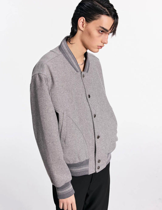 Wool multi-panel baseball jacket