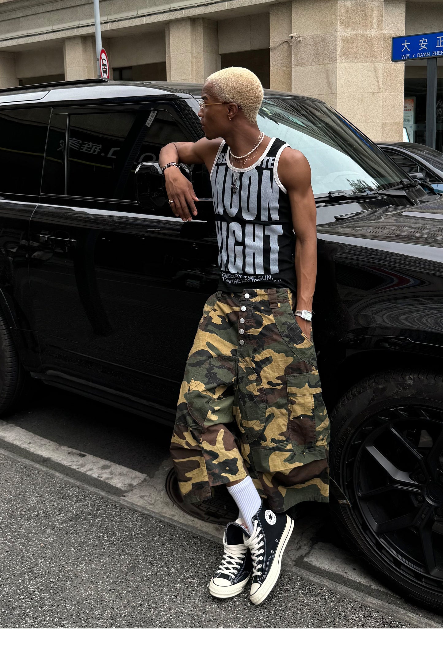 Camouflage-Patterned Workwear Quilted Shorts
