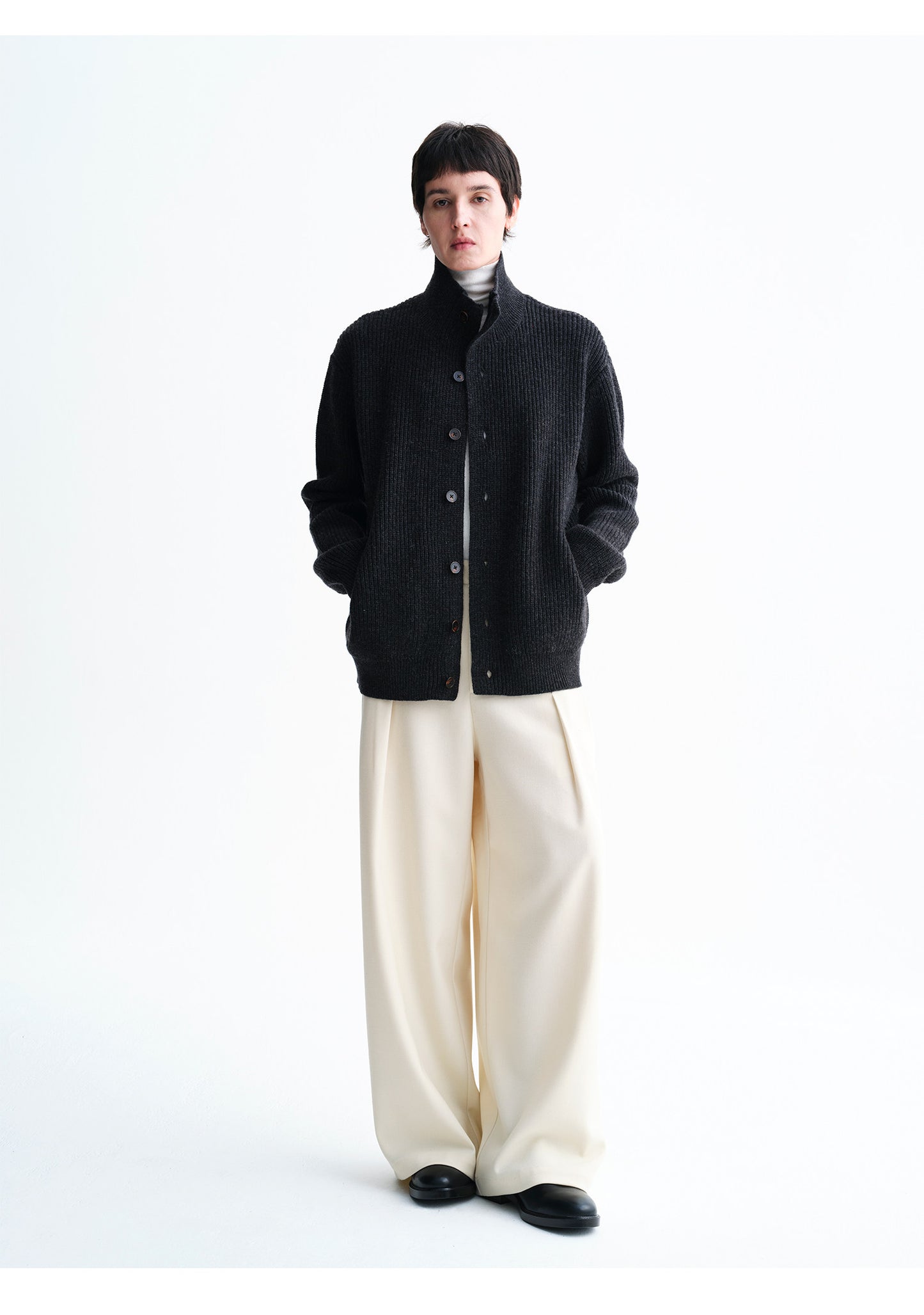 Unisex Pleated Wide-Leg Pants