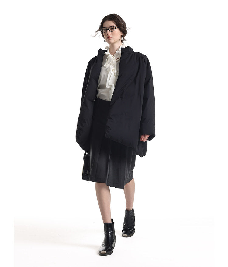 Mid-length down jacket with belt