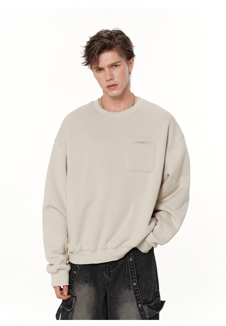 Solid color round neck sweatshirt