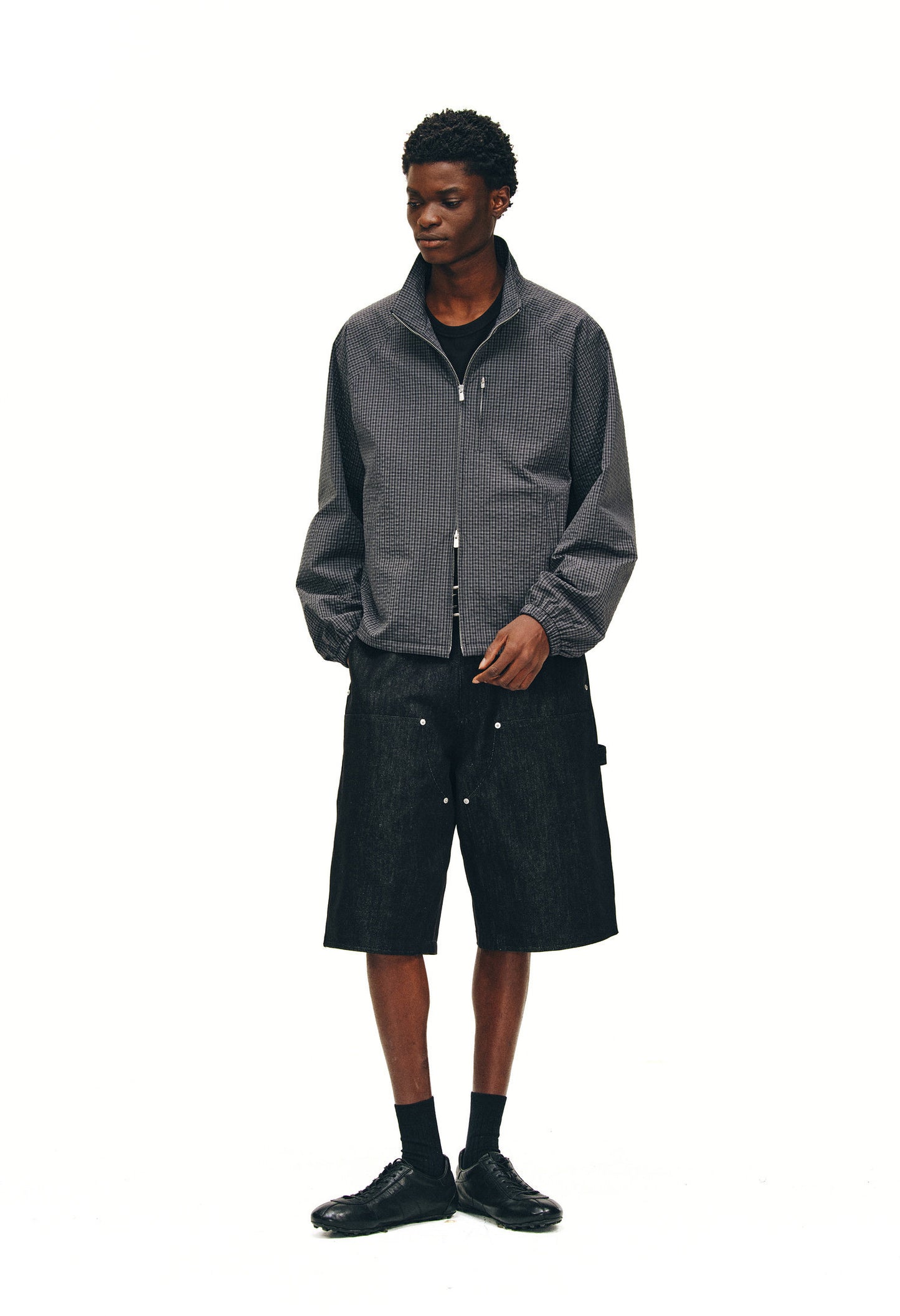 Seersucker Check Zip-Up Jacket