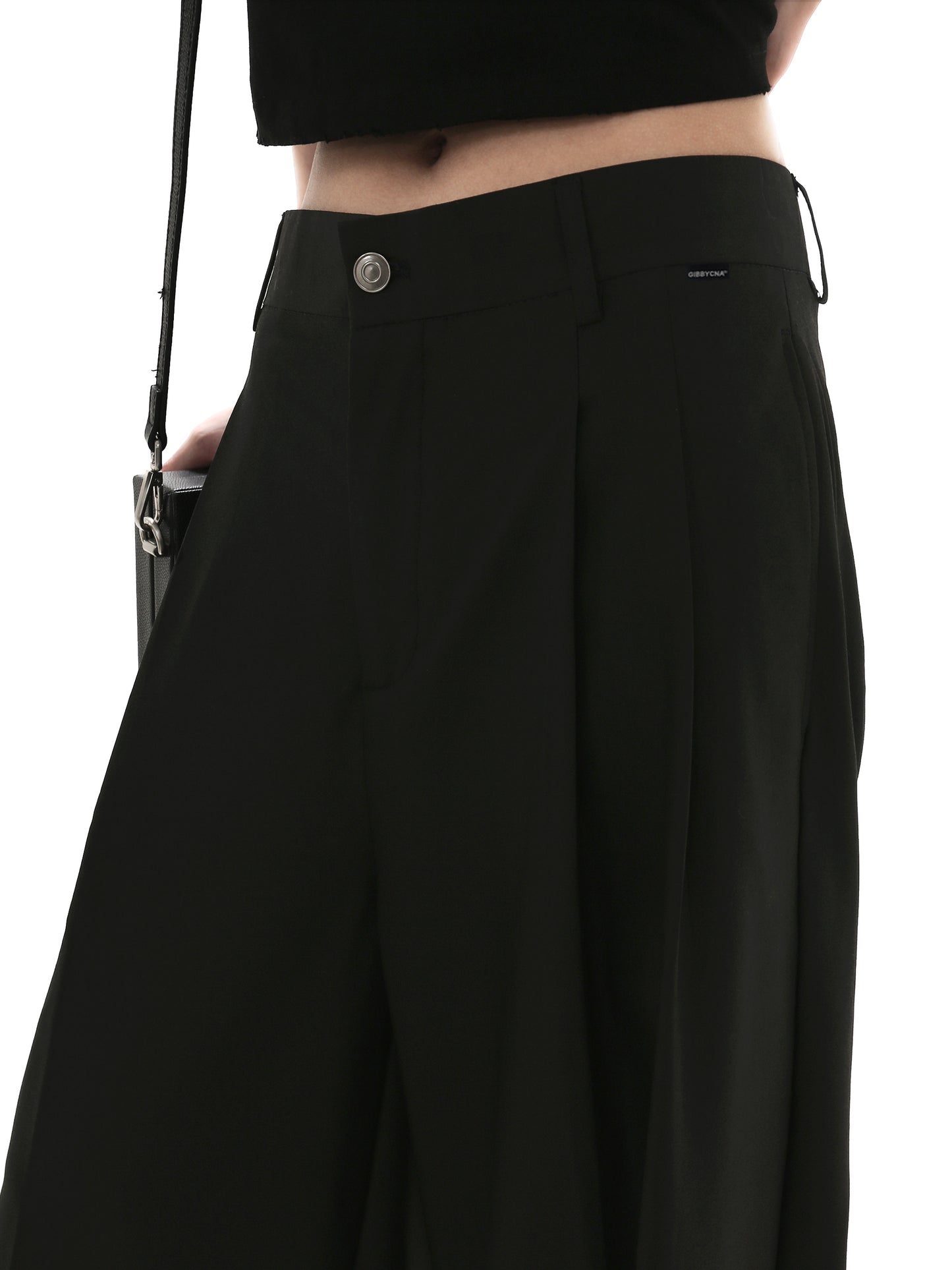 Draped wide-leg casual pants