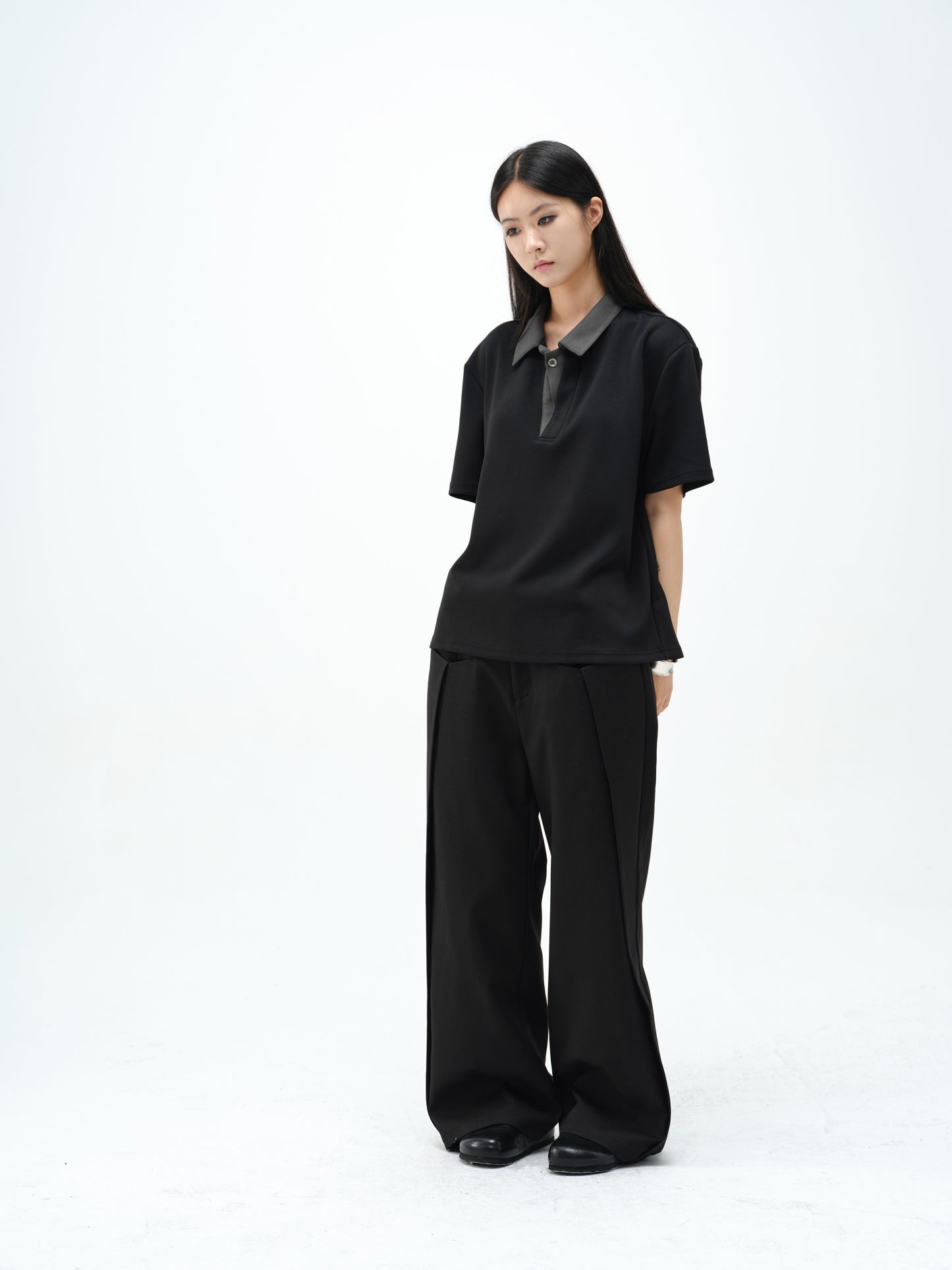 Single-button polo shirt