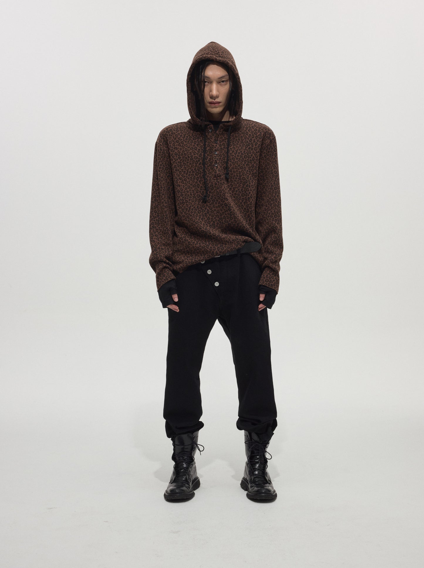 Leopard-Print Waffle Hoodie
