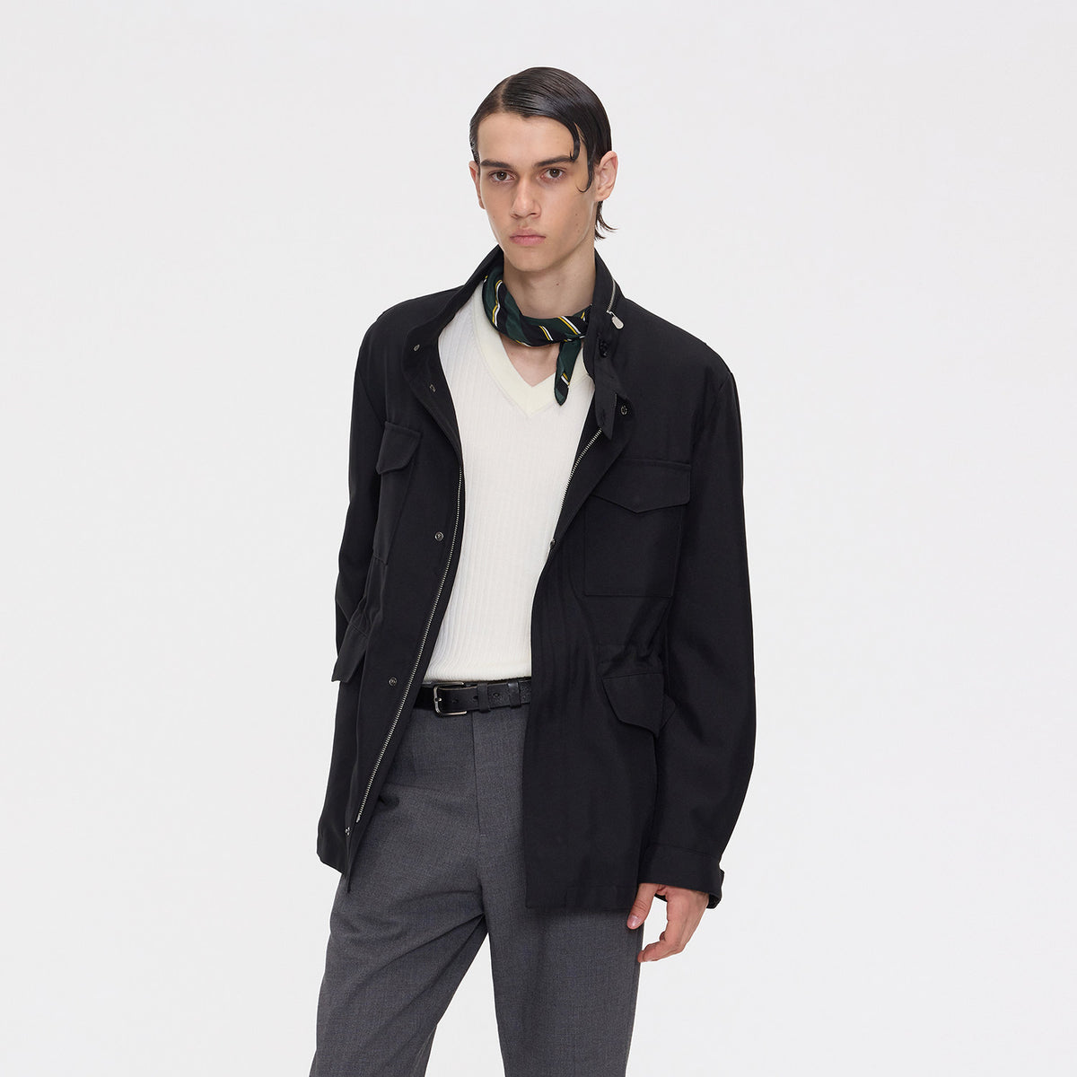 Pocket-Cut Stand-Collar Jacket