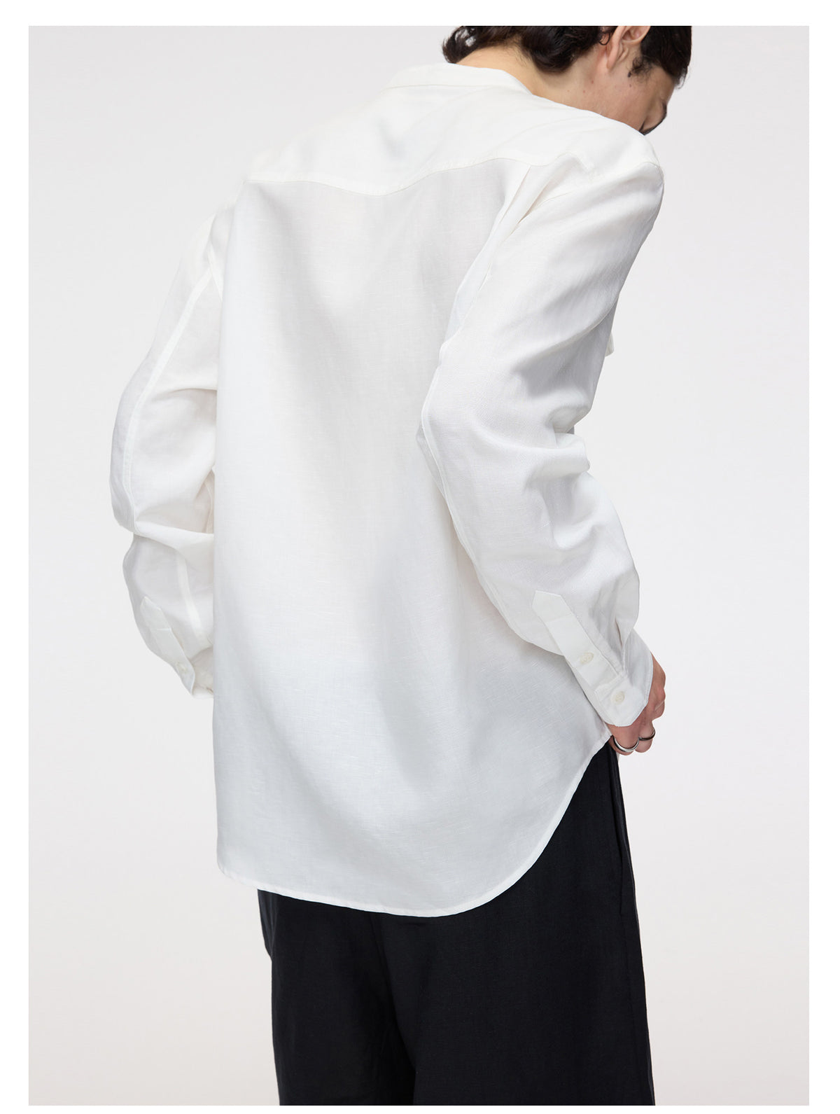 Linen Stand-Collar Shirt