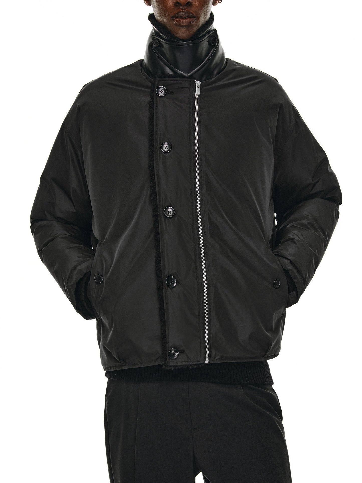 Down jacket with fur collar
