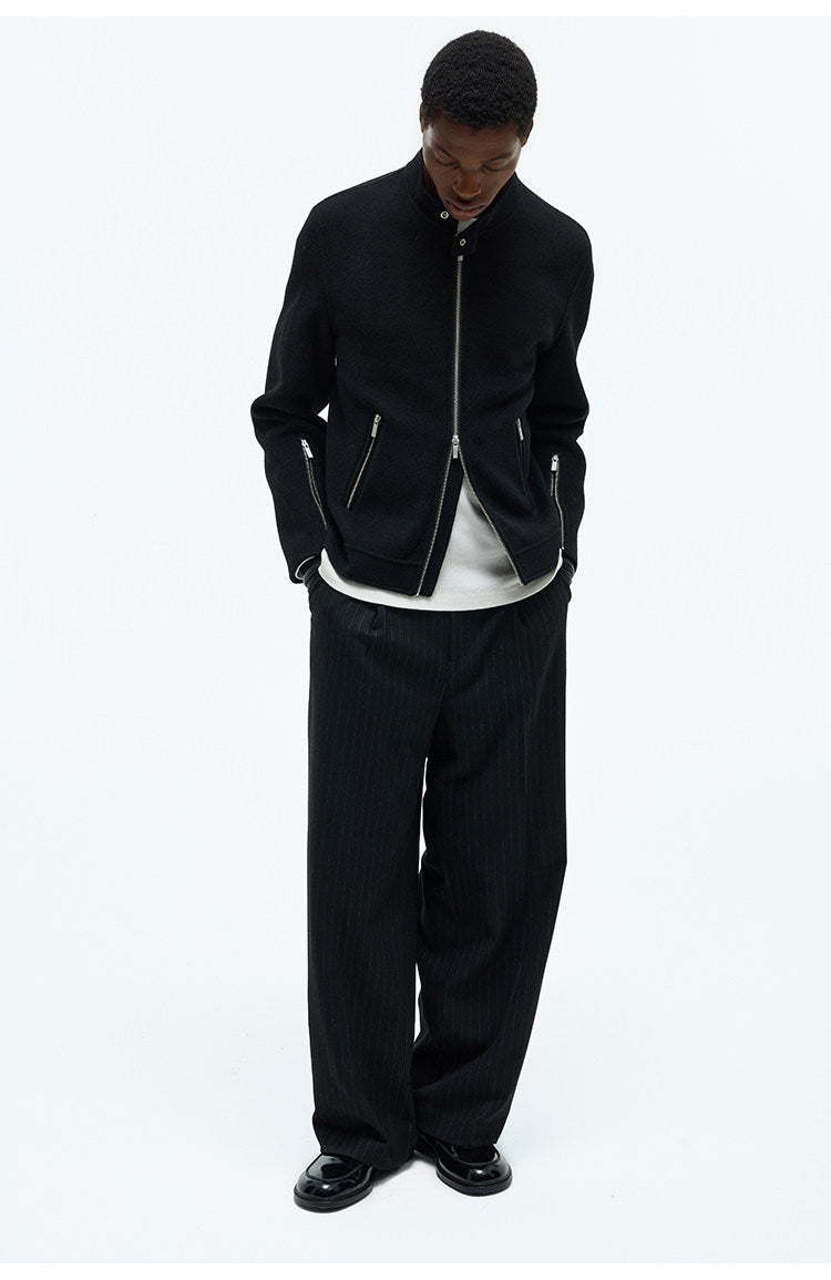 Single-Pleat Stretch Waist Casual Pants