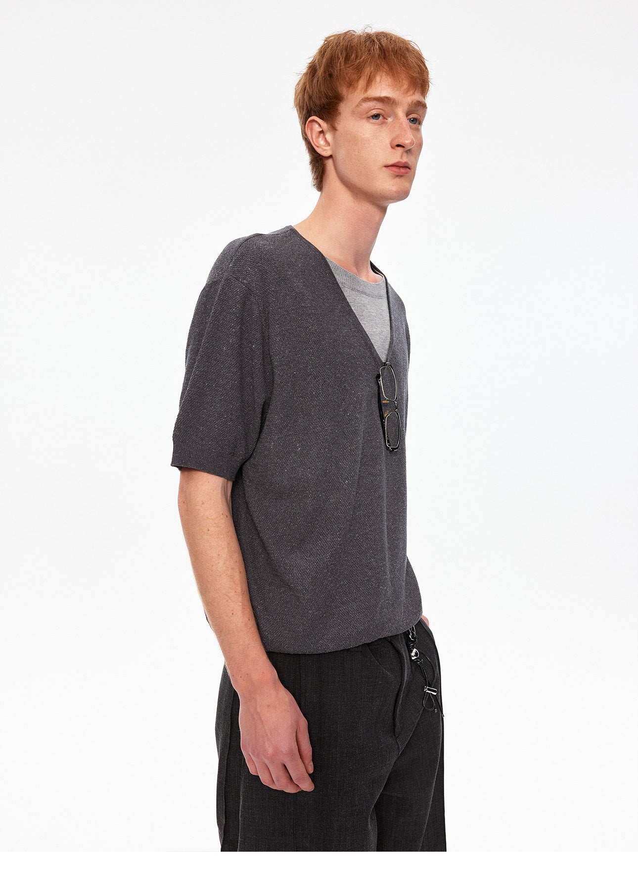 투피스 V넥 니트