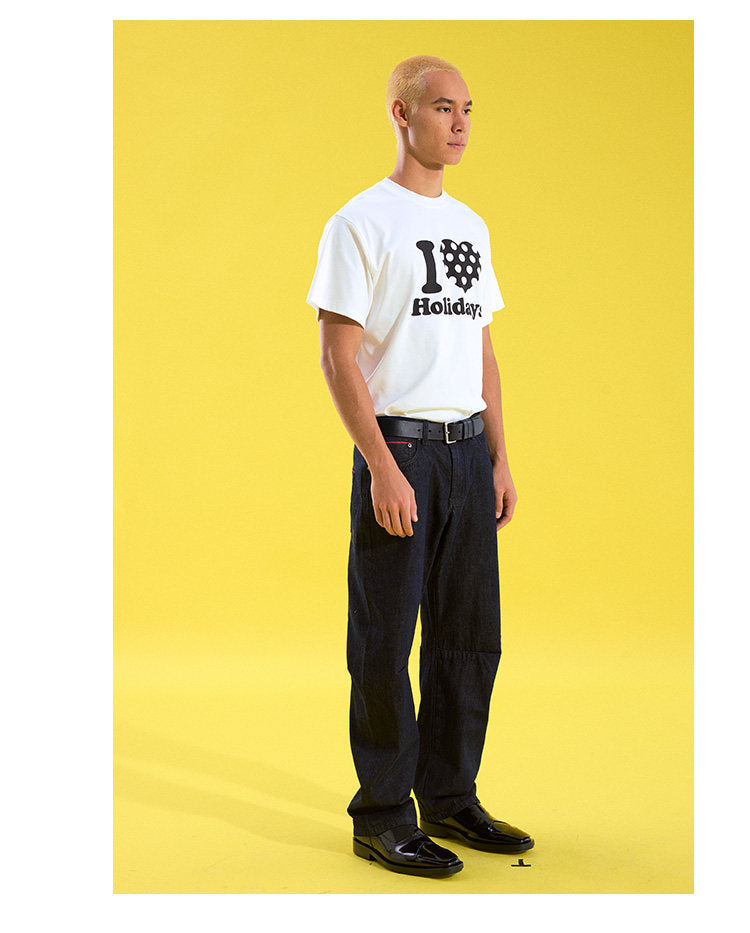 Slim-Fit Pleated Denim Pants