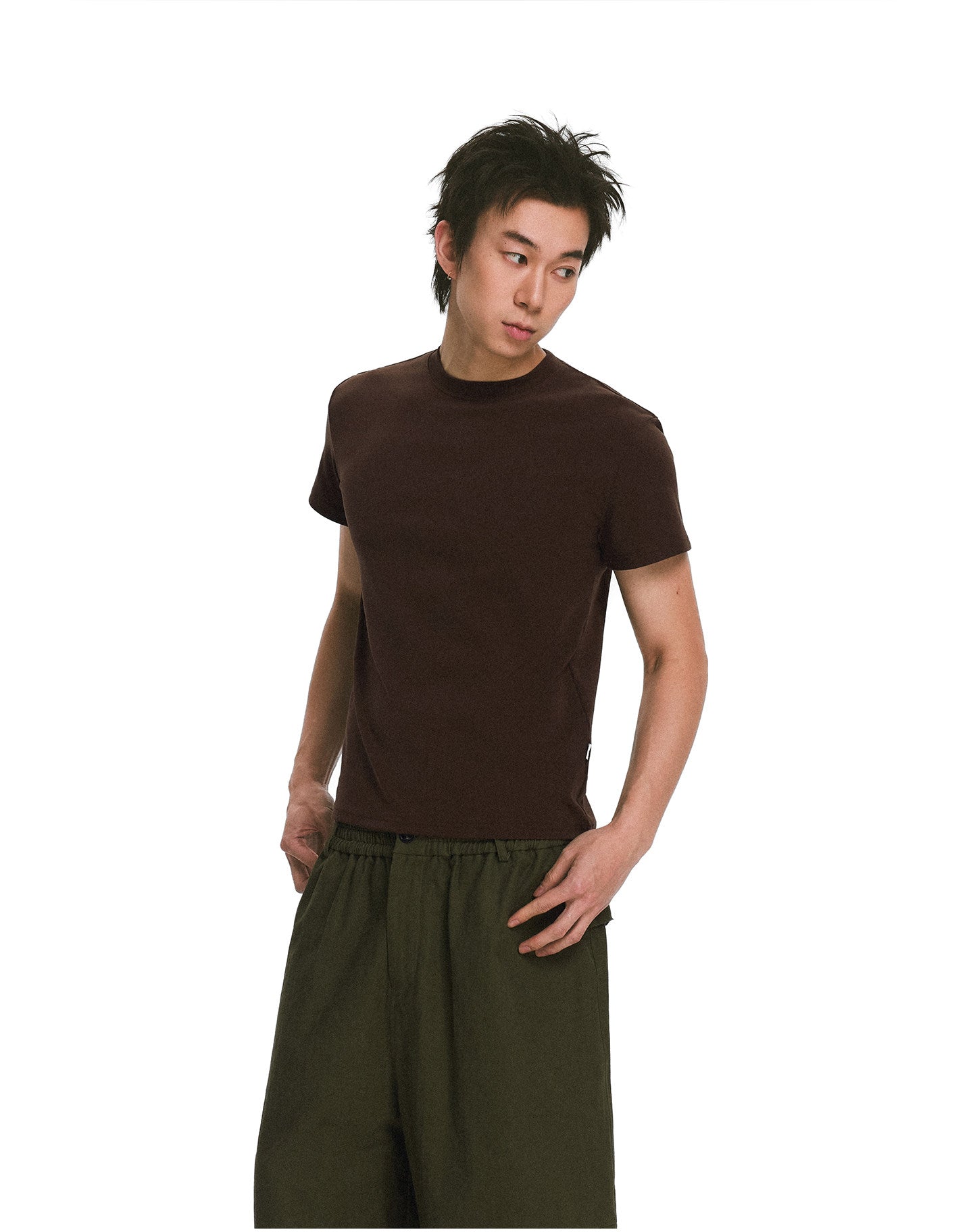 Basic Solid-Color Slim-Fit T-Shirt