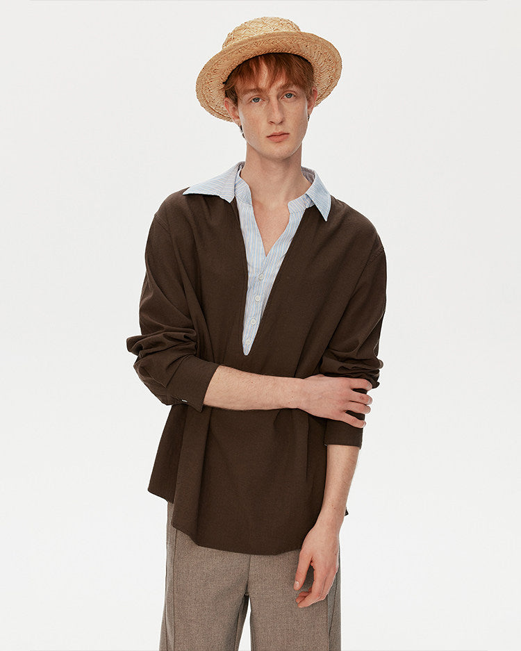 Faux Two-Piece Striped Shirt