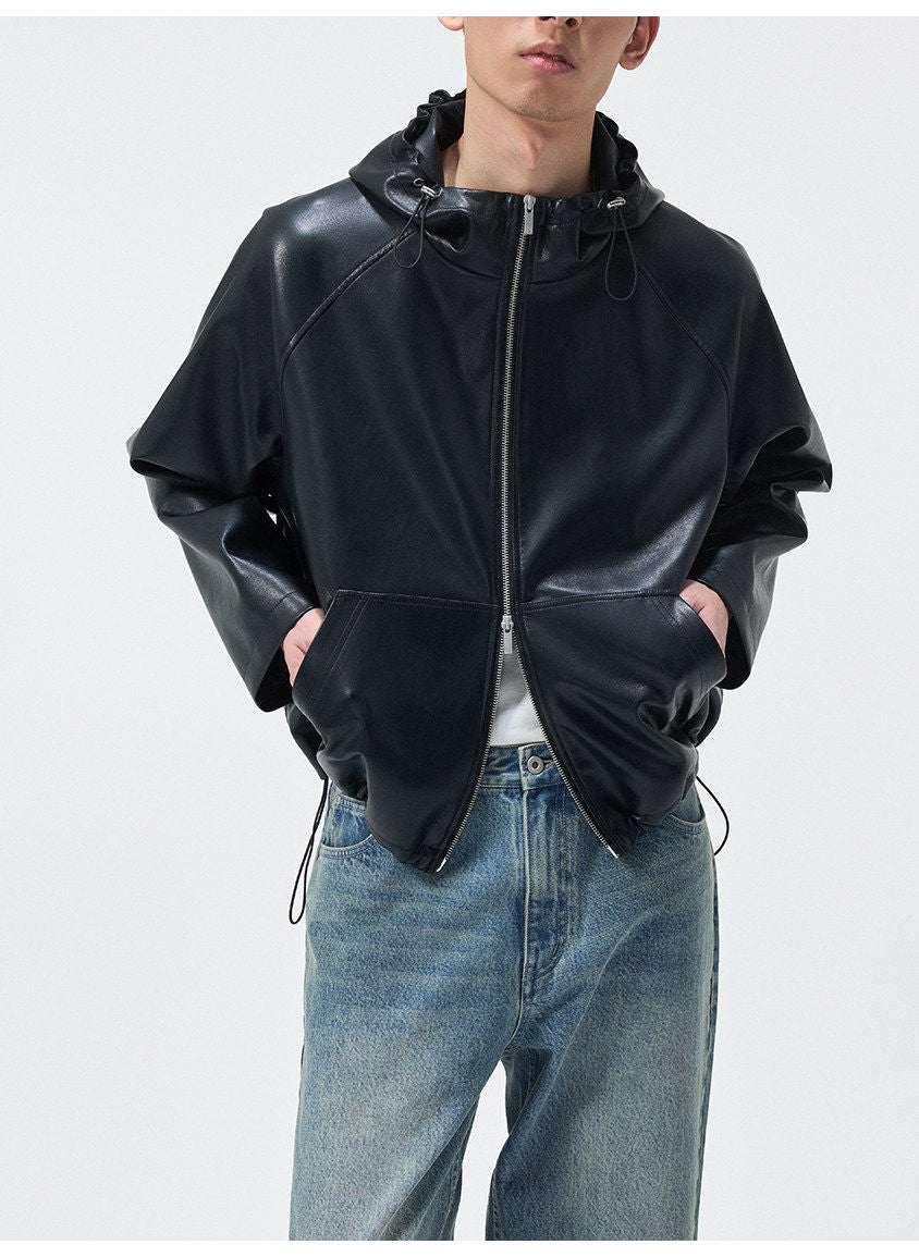 Hooded Leather Jacket
