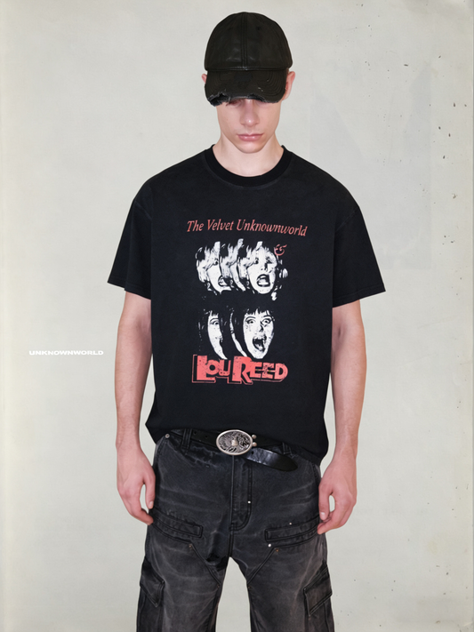 Brushed-down finish printed T-shirt