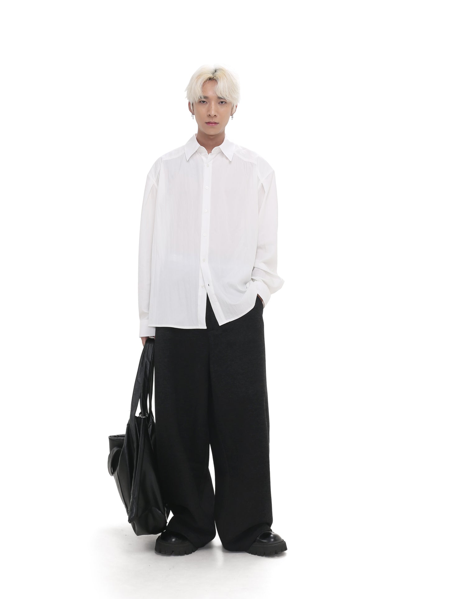 Elastic Waist Wide Leg Casual Pants