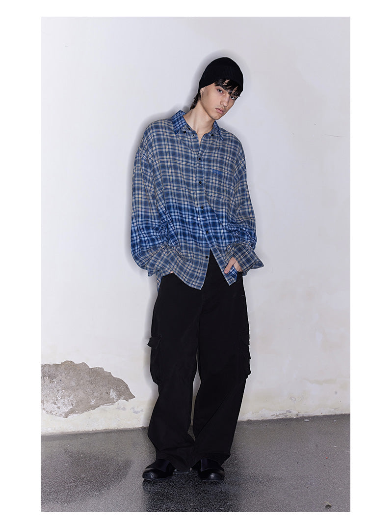 Washed Checked Oversized Shirt