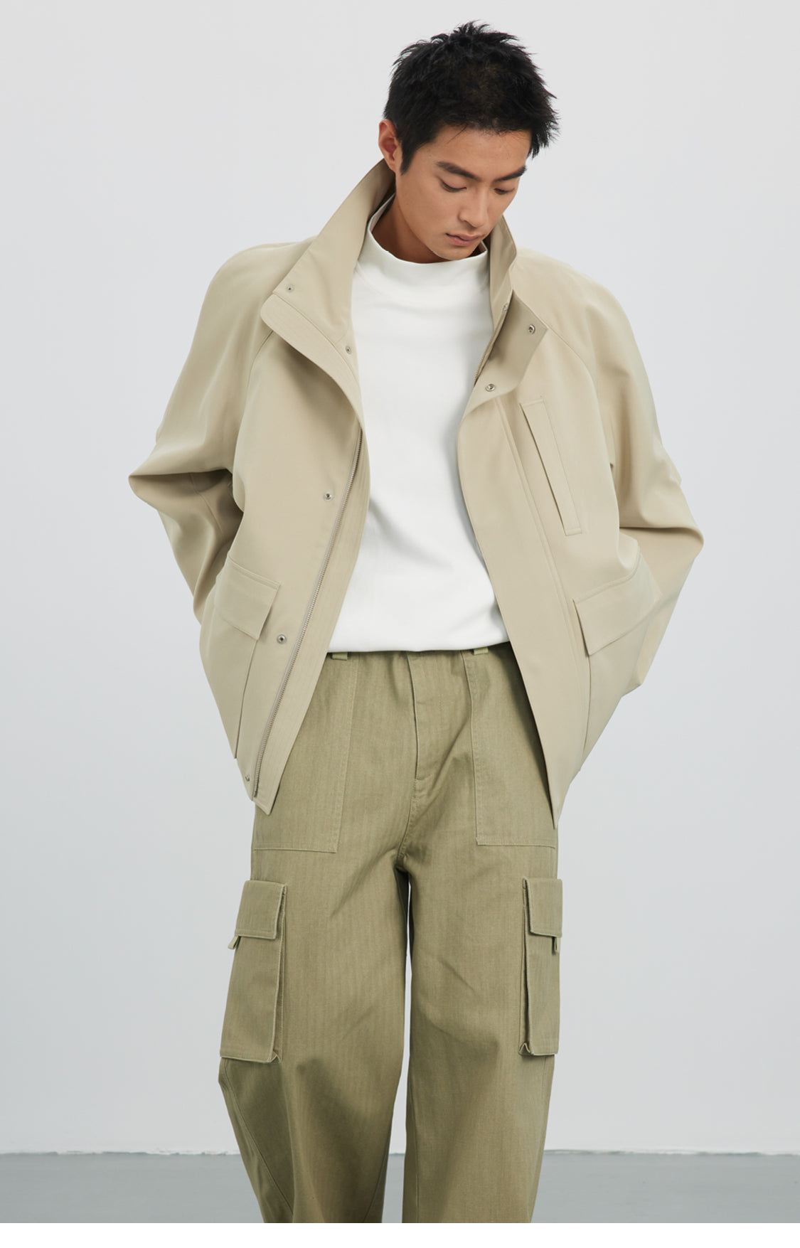 Stand collar short jacket