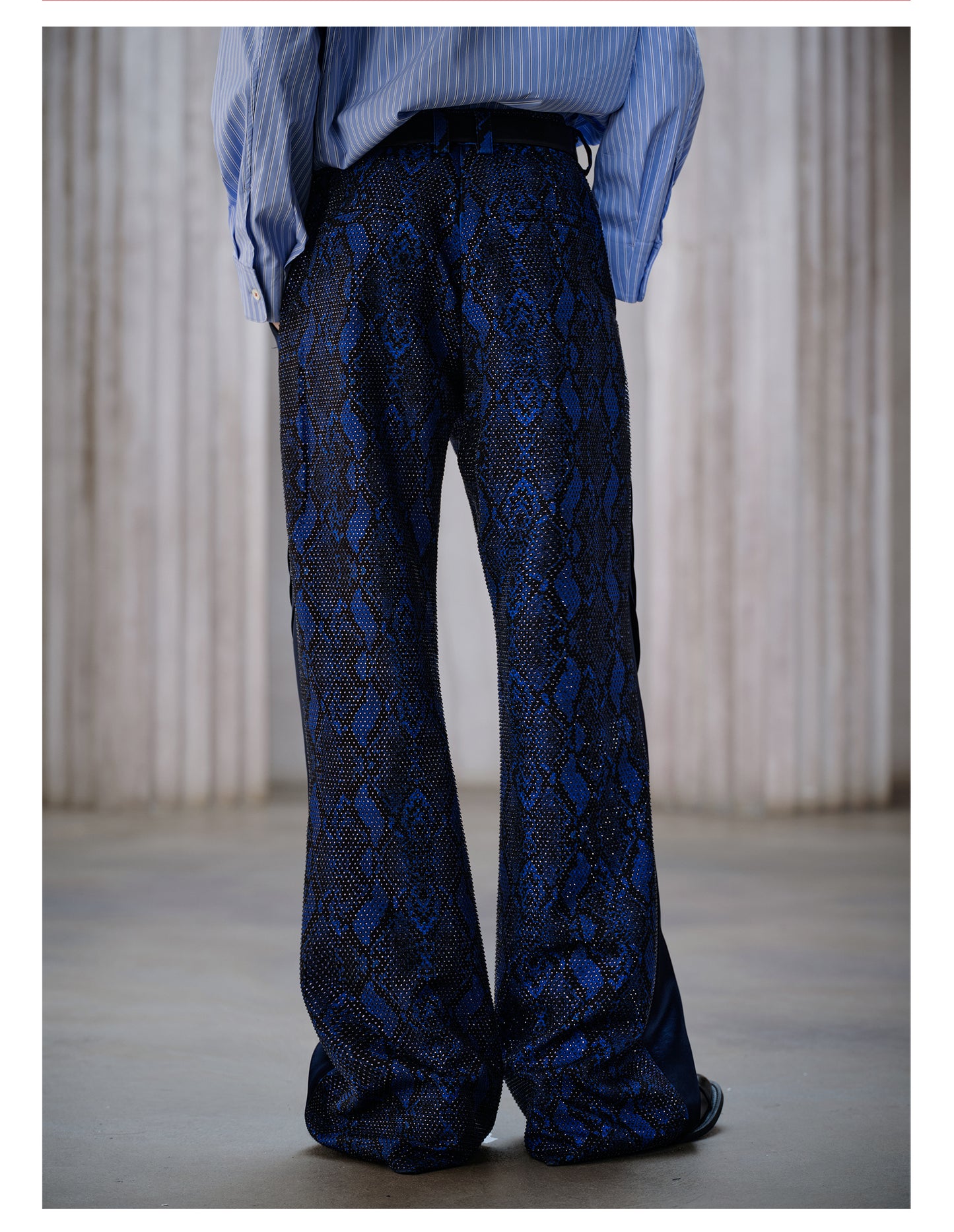 Double-Breasted Snake Print Pants