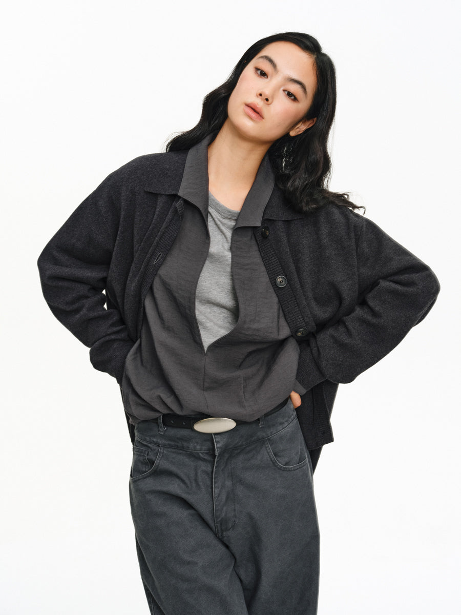 버튼 다운 카디건