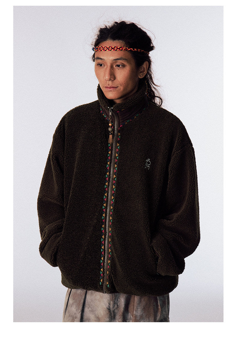 Hand-Knitted Fleece Beaded Jacket