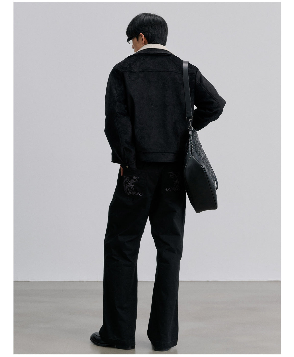 Faux Two-Piece Patterned Suede Jacket
