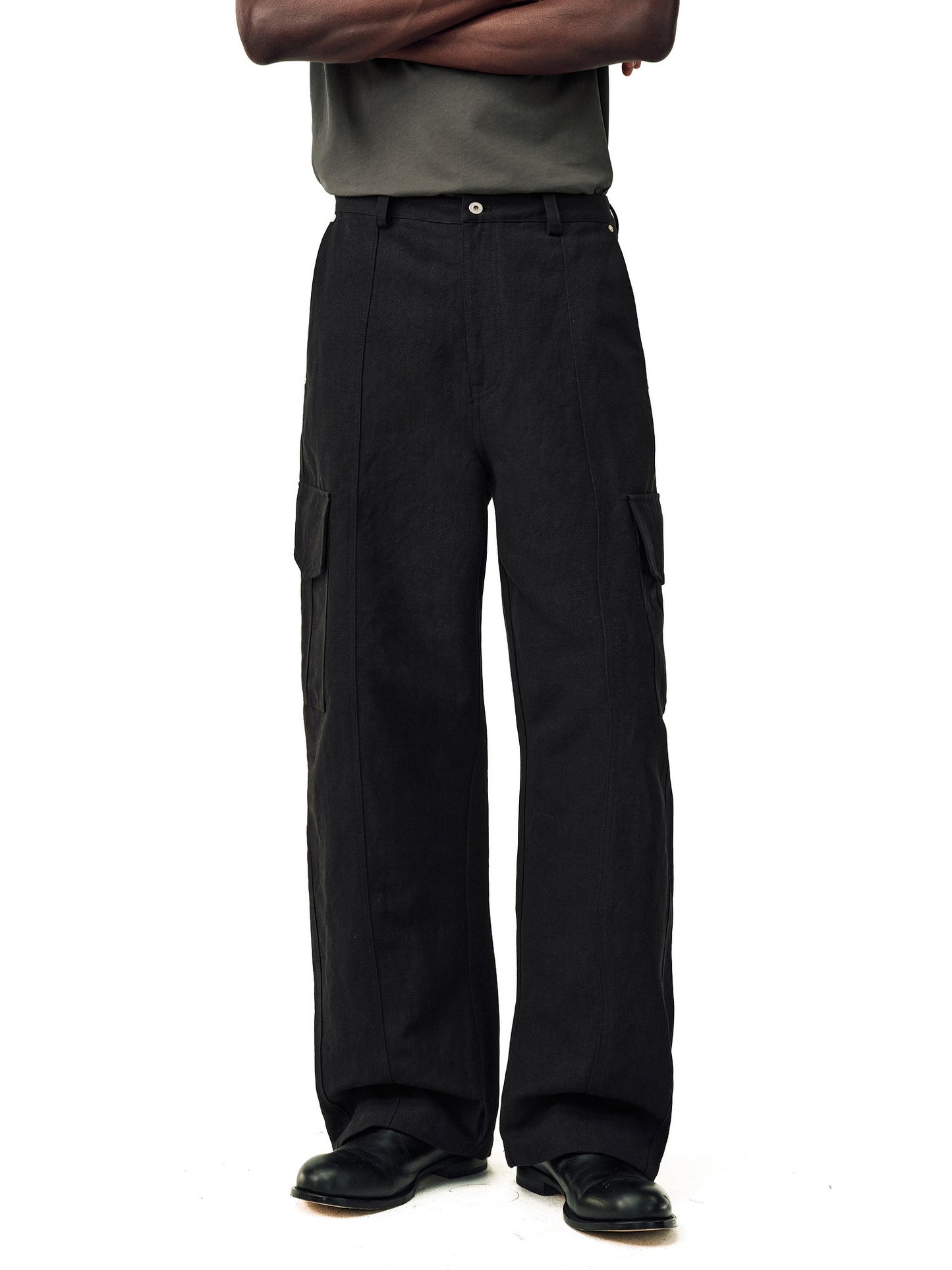 Curved-Leg Cargo Pants