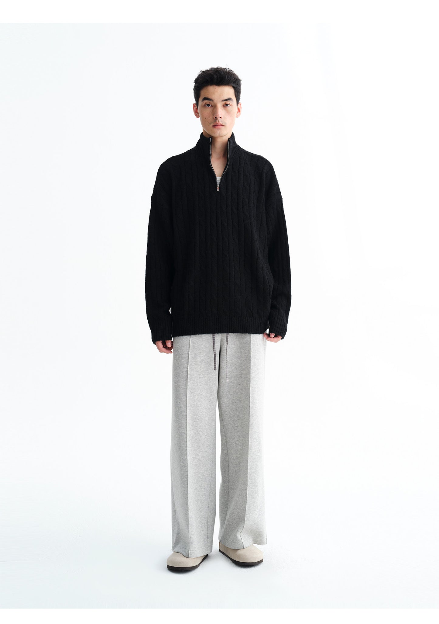 Loose-Fit Half-Zip Sweater