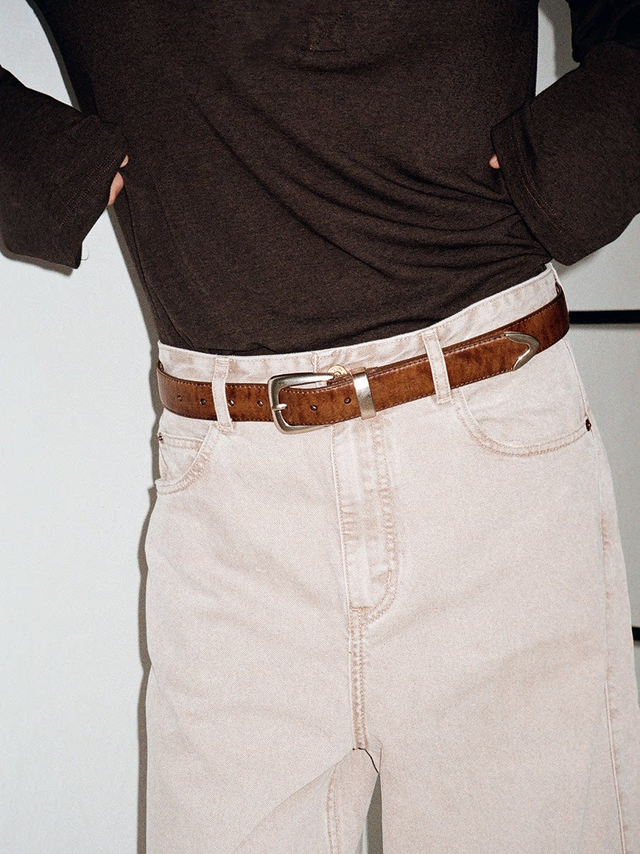 Antique Matte Silver Buckle Belt