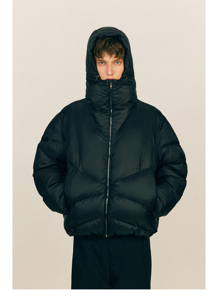Down jacket with detachable hood