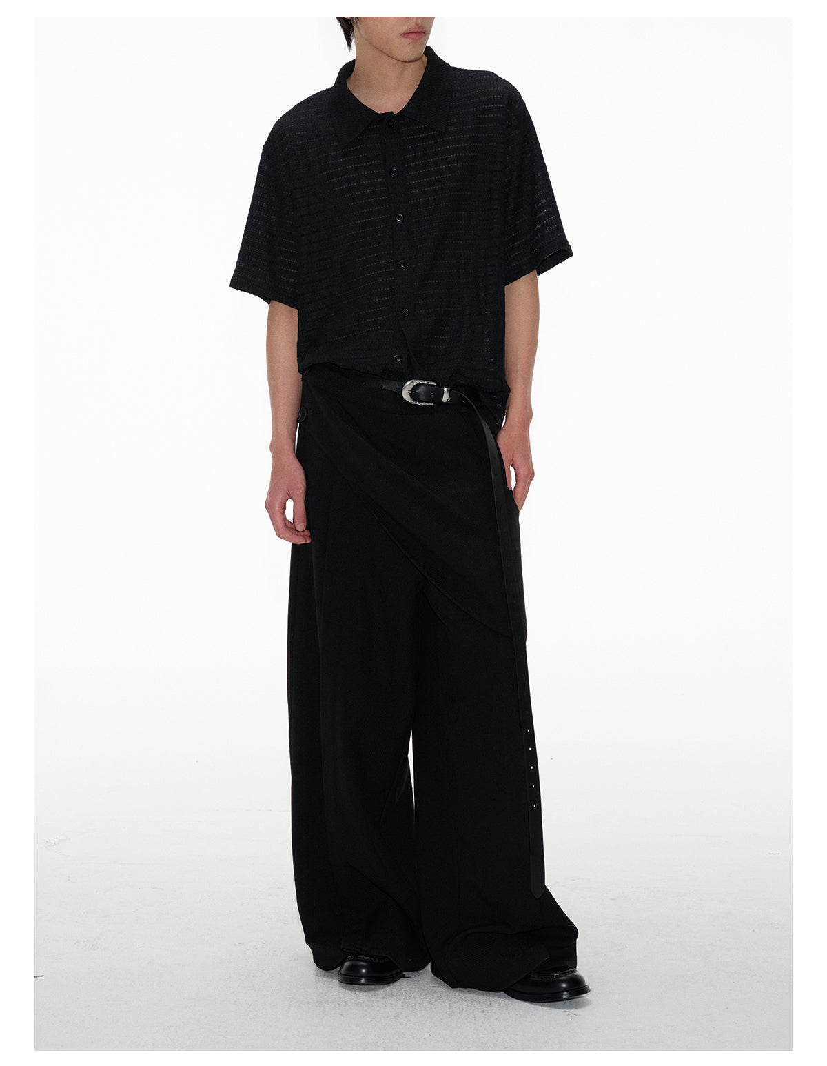 Faux two-piece loose casual pants