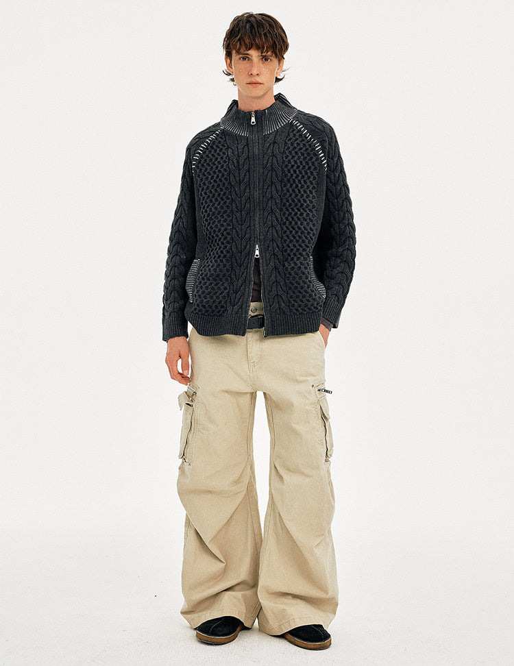 Hand-Stitched Cable-Knit Cardigan