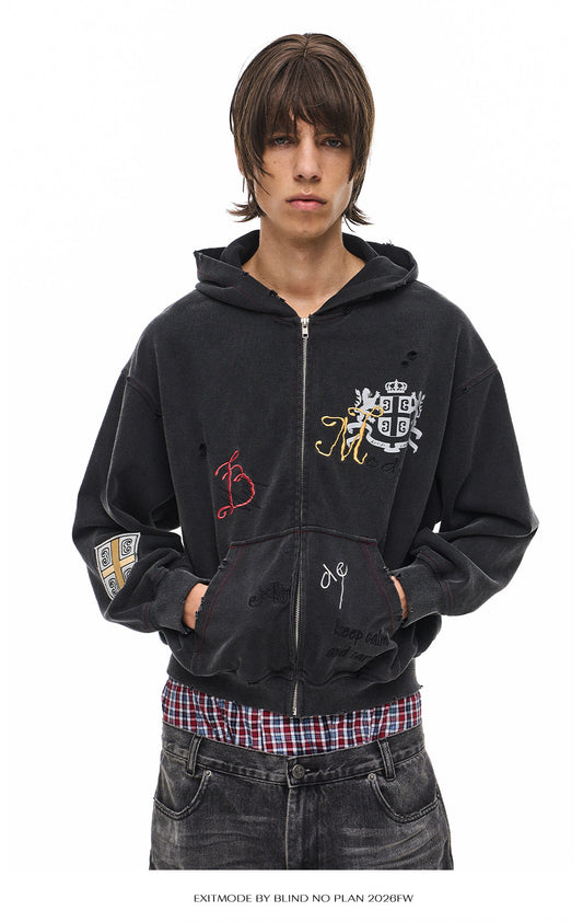 Vintage-Wash Sweatshirt with Embroidery