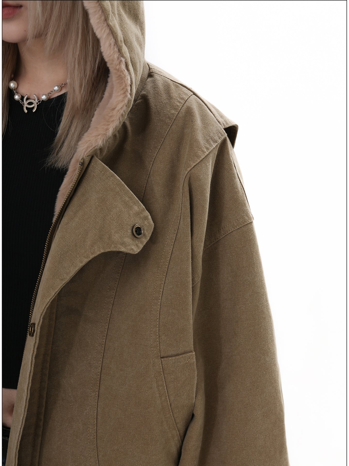 Heavyweight Hooded Velvet Denim Jacket