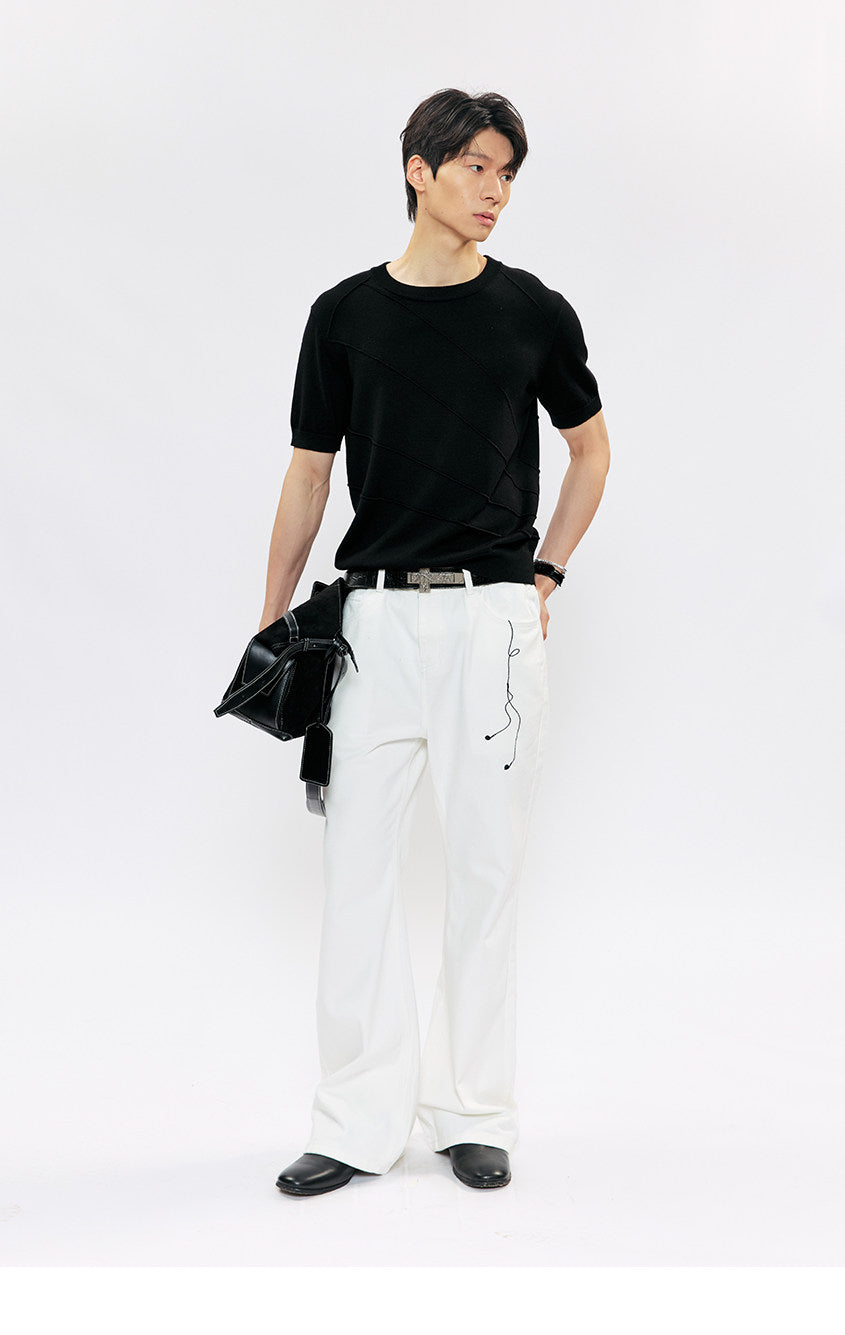 Casual Straight-Leg Embroidered Jeans