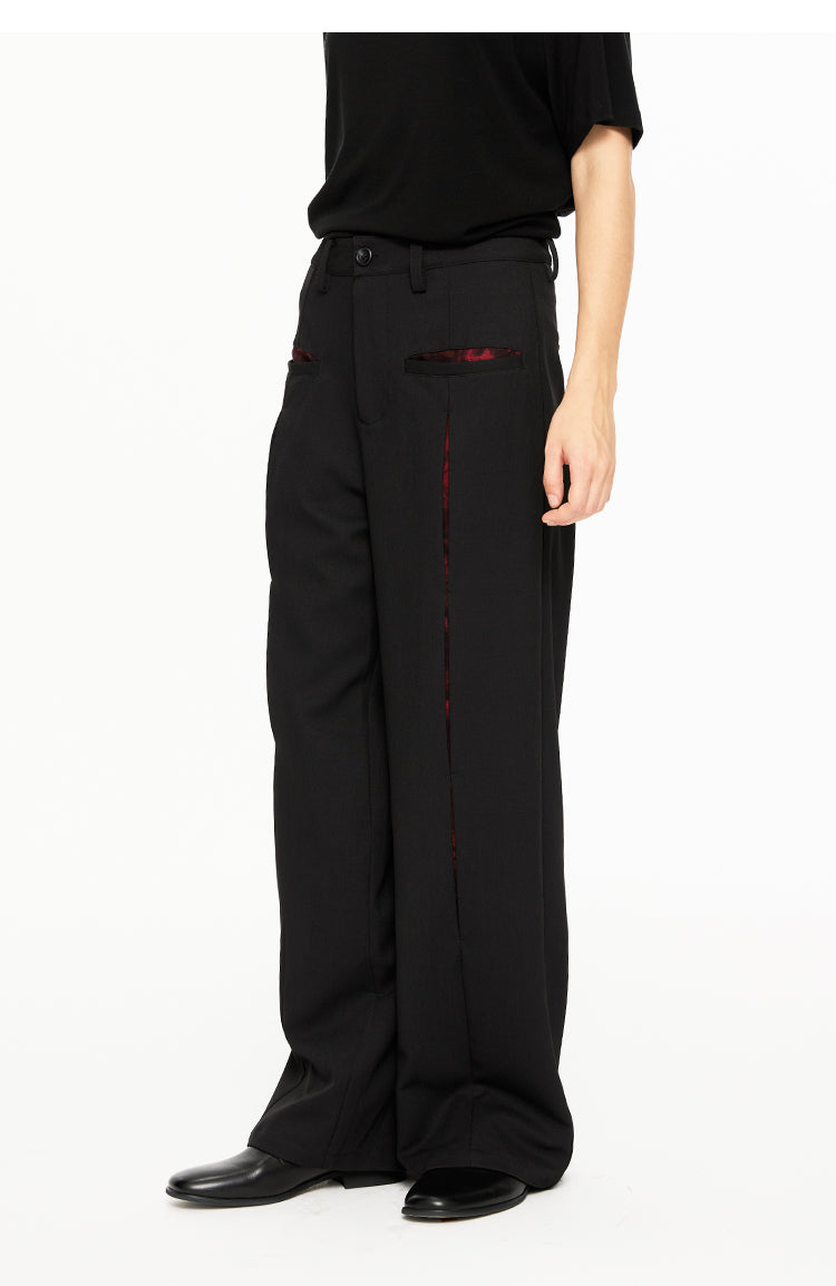 Contrast color straight pants