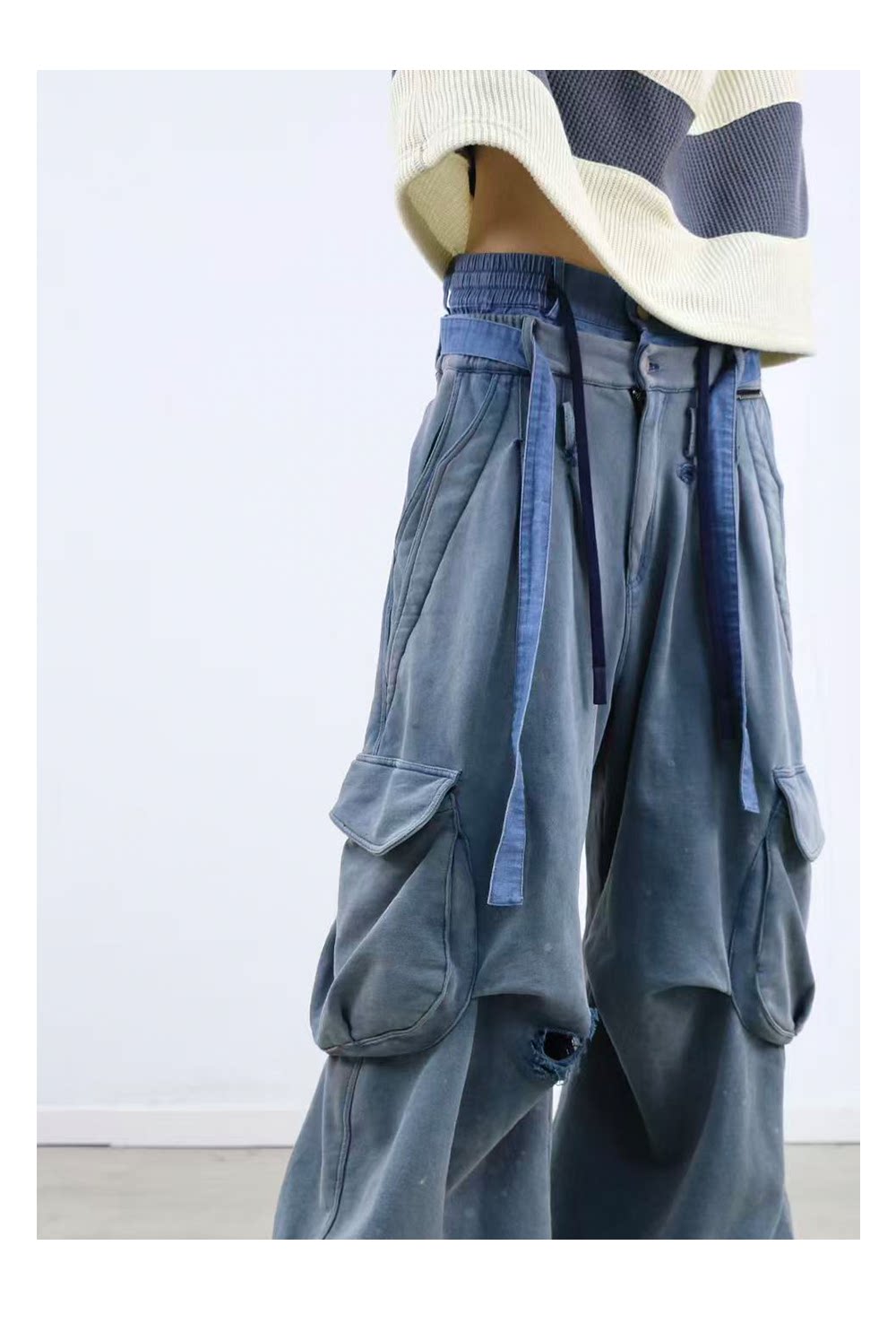 Double-Waist Cargo Sweatpants