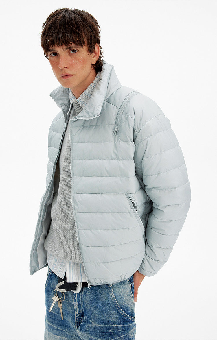 Simple Diagonal Zipper Down Jacket