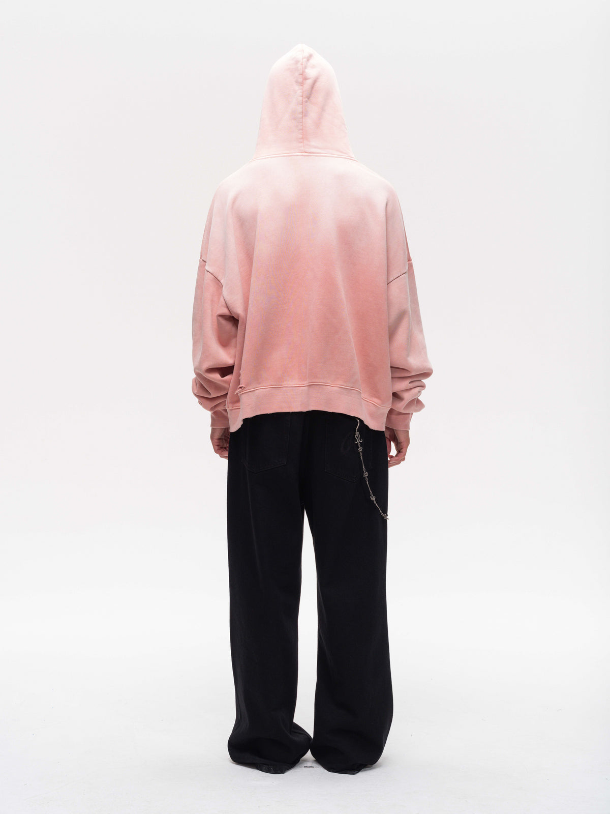 Wash-Distressed Zip-Up Sweatshirt