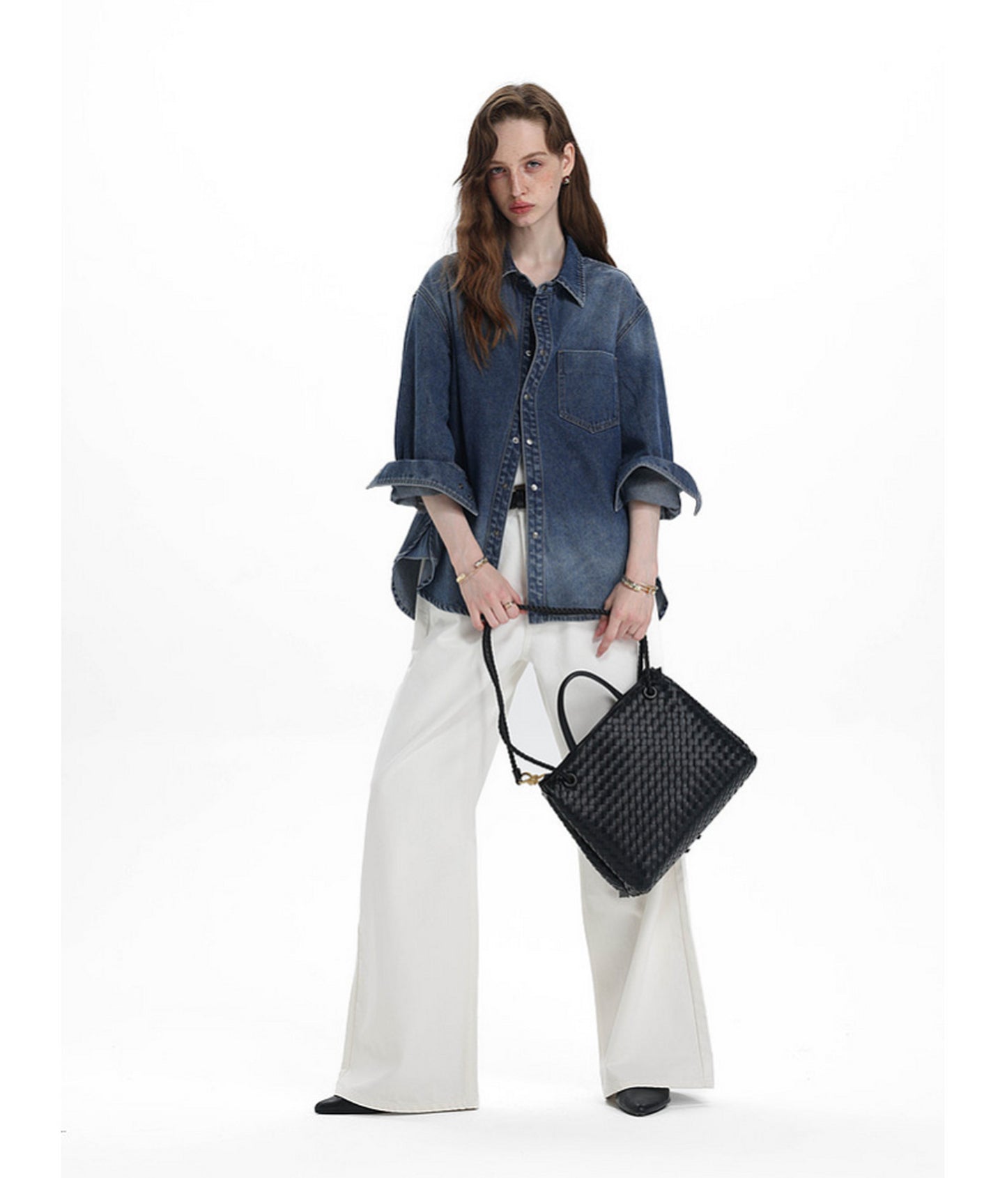 Vintage Relaxed-Fit Two-Tone Denim Shirt