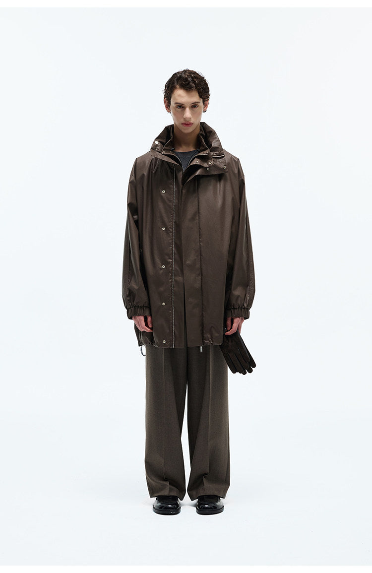 Stand Collar Mid-Length Coat