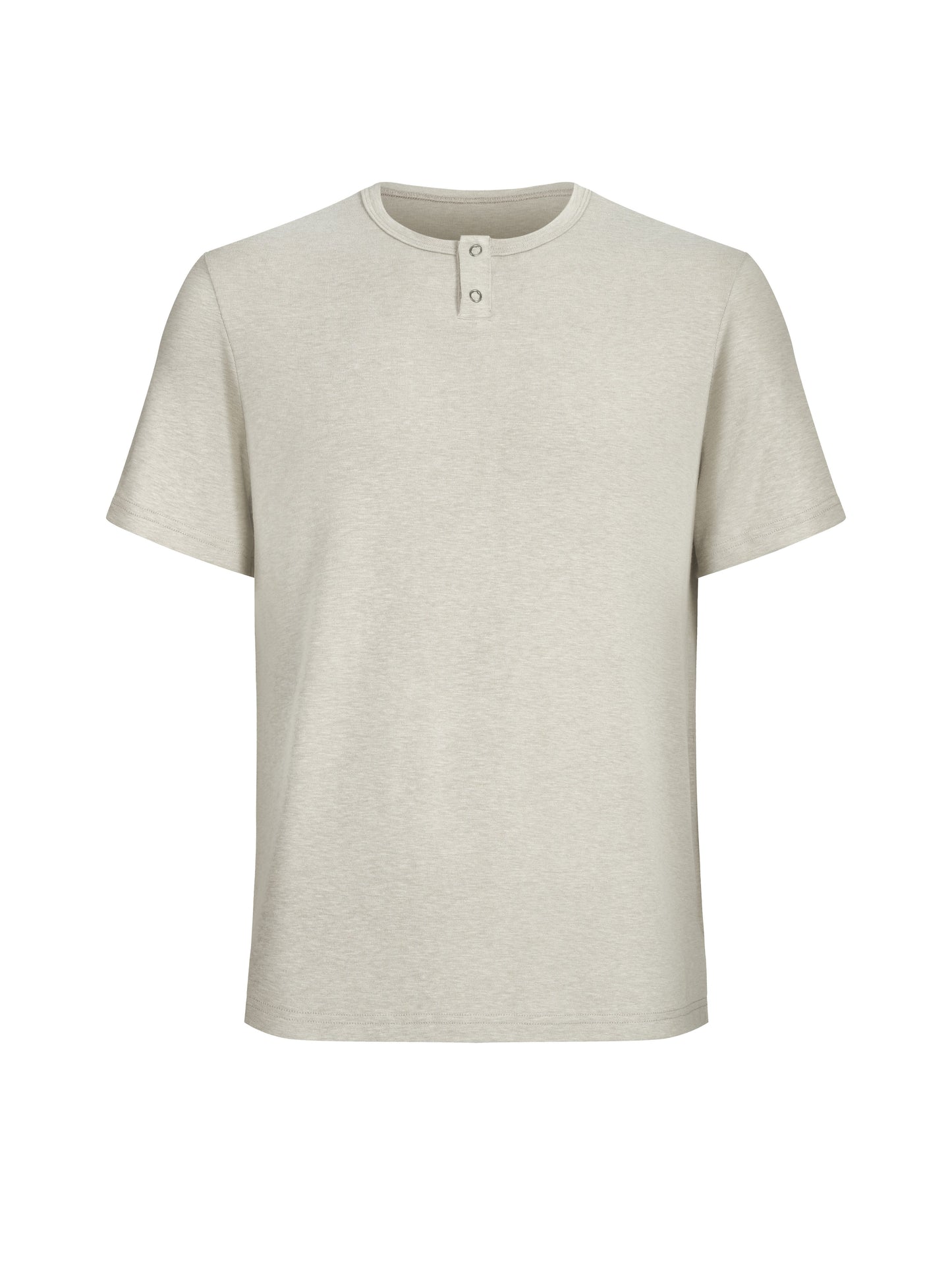 Henley-Neck Basic T-Shirt