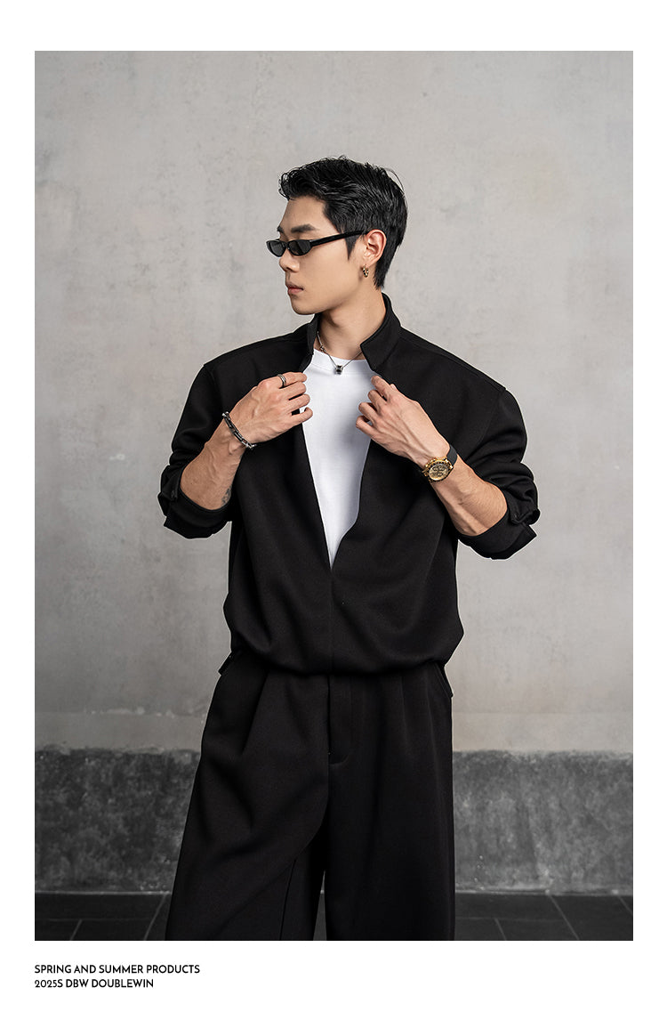 Stand-up collar sweatshirt set