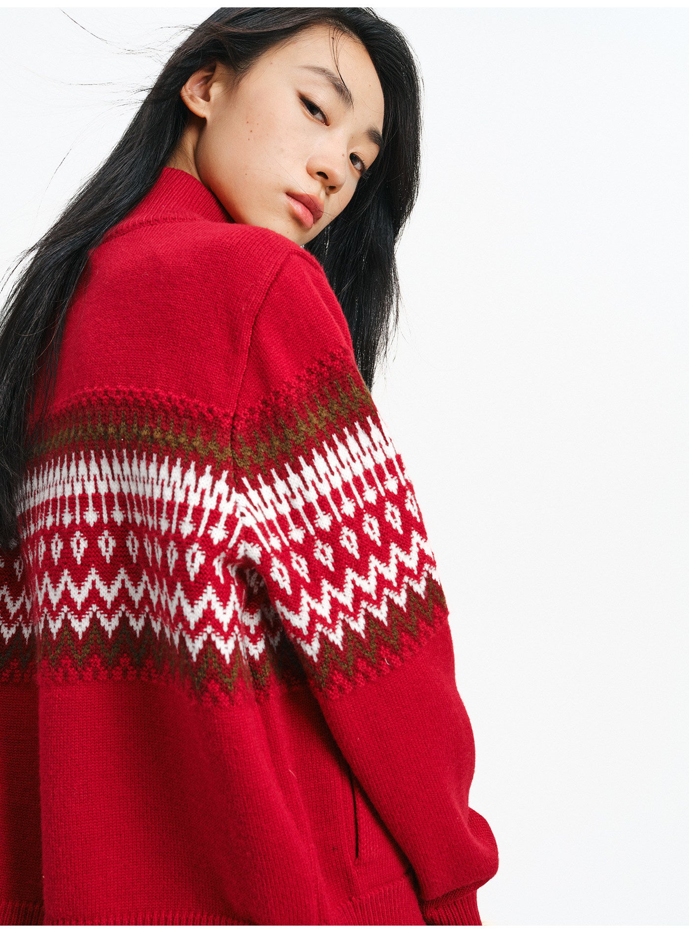 Turtleneck Zip-Up Cardigan