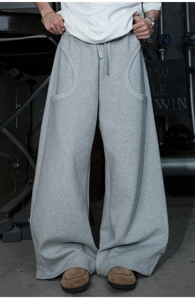 Draped Straight Wide Leg Sweatpants