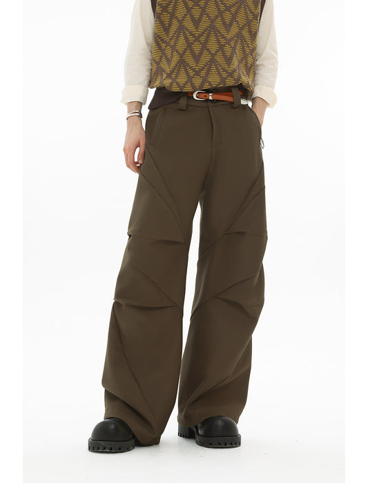 Heavy twill multilayer deconstructed diamond wide pants