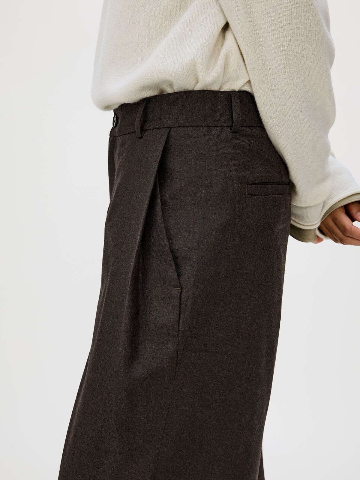 Straight-Leg Pleated Casual Pants