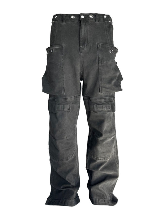 Multi-pocket dirty wash casual pants