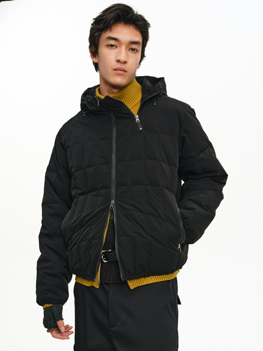 High-collar hooded down jacket